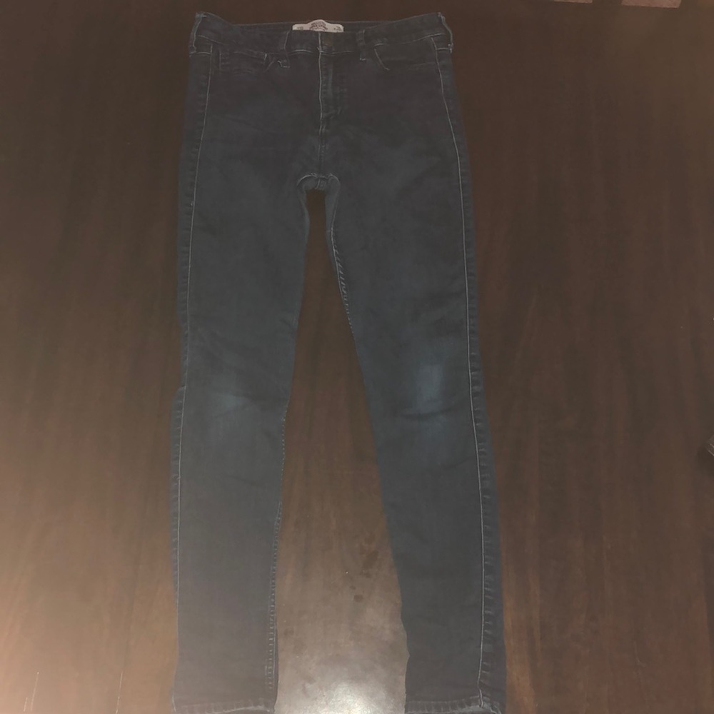 Dark blue Hollister jeans.